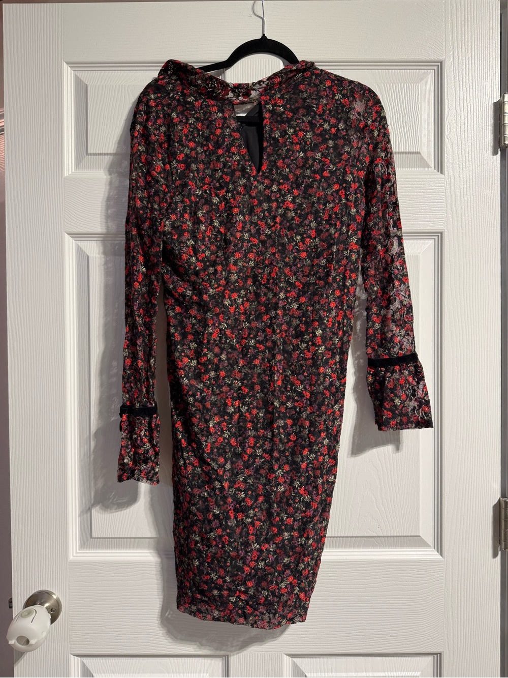 libby. edelman Black Shift Dress with Red Floral Print